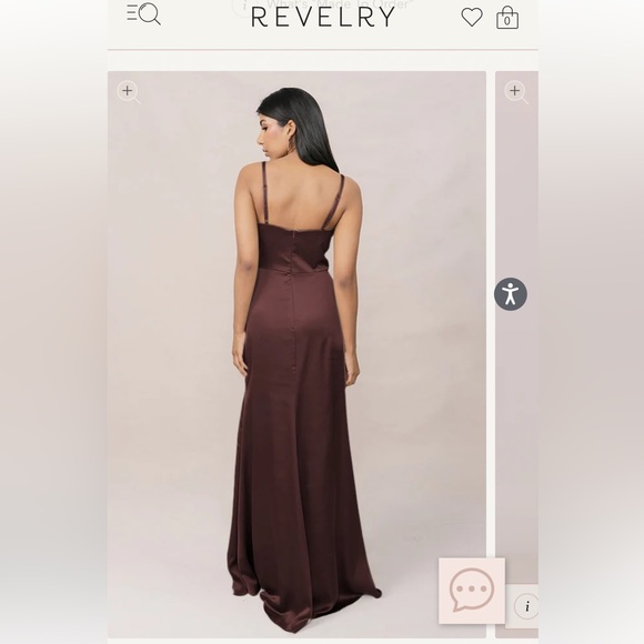 Elegant Brown Satin Evening Gown - Picture 2 of 10